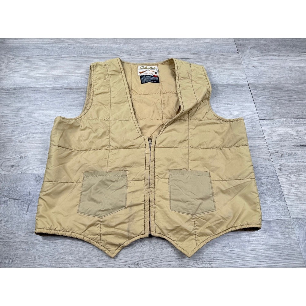 Vintage Cabela's Vest Mens L 46 Tan Beige Hunting Thinsulate Quilted Puffer
